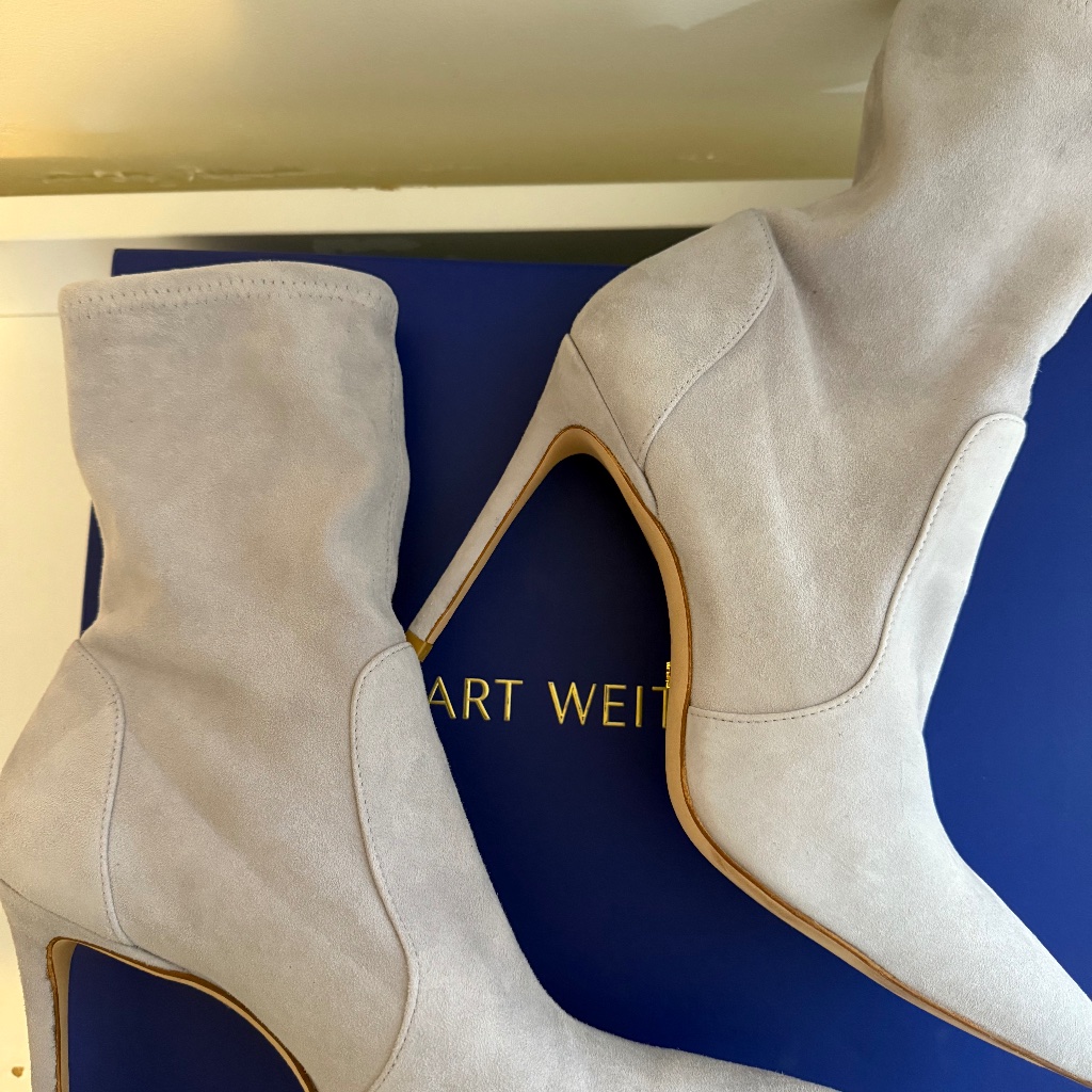 Brand New Never Used Stuart Weitzman Light Blue Sock Heels Ankle Boots